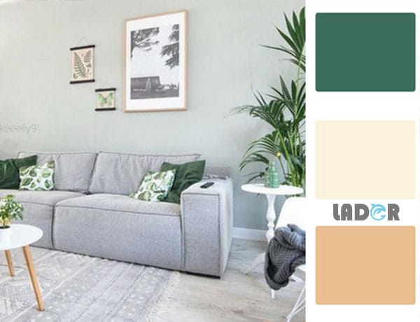 ترکیب رنگ خاکستری و سبز در طراحی دکوراسیون داخلی
